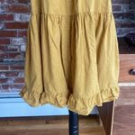Free People Mustard Yellow Ruffle Trim Short Linen and Cotton Mini Dress Photo 3