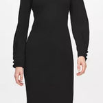 Calvin Klein Black Slit Sleeve Stretch Crepe Sheath Dress Size 6 Photo 0