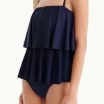 J.Crew Navy Blue Tiered Strapless or Spaghetti Strap One Piece Swimsuit Size 4 Photo 0