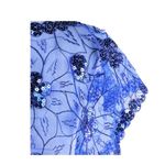 Cobalt Blue Mesh Caped Floral Print Top with Sequins And Beading Photo 2