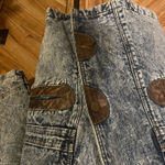 VINTAGE 90s Giacca By J.Gallery Oversized Acid Wash Denim Duster Coat Medium Blue Photo 3