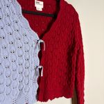 Find Me Now color block crochet tie cardigan sweater Red Photo 2