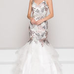 Colors Dress  1961 Floral Embroidered Mermaid Wedding Prom Formal Dress Size 0 Photo 0