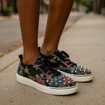ZARA  Studded Jacquard Floral Sneakers EU 36 US 6 Statement Shoes Photo 15