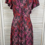 Belle Sky Cottagecore Floral Midi Dress with Laced Bust Black/Pink Floral-M Photo 0