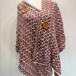 Simply Noelle  Nantucket Collection Mauve & Cream Crochet Wrap Shawl with Buttons Photo 0