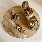 Sole Society Animal Print Cow Hair Buckle Ankle Wedge Sandal USA Made 10 Photo 0