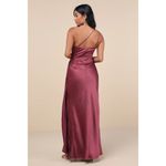 Lulus NWOT  Signature Elegance Mauve Purple Satin One-Shoulder Maxi Dress Size L Photo 2
