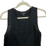 J.Crew Womens Sz S Crochet Lace Panel Layered Tank Top Black Lightweight Photo 1