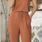 Soft Surroundings  Roslyn Short Sleeve Jersey Jumpsuit in Rust ~ Size Small 💚🍄 Photo 0