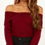 Showpo Off Shoulder Red Sweater Photo 0