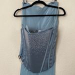 House Of CB  Set Nastassia & Amadi Cool Blue Embellished‎ Satin corset Maxi sz XS Photo 11