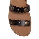 Sandro New in Box NOIR Susie Leather Studded Scalloped Straps Flat Sandals Size 37 Photo 3