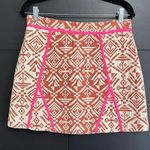 CHAMPAGNE & STRAWBERRY Textile Printed Lined Pencil Straight Skirt Vintage Sz L Tan Size L Photo 0