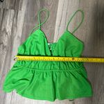 ZARA  Womens Ruched Top Tank Shirt M Green Open Back V-Neck Photo 5
