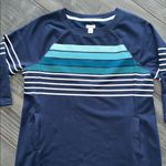 L.L Bean Navy Striped Dress with Pockets Size Medium Petite EUC Blue Photo 1
