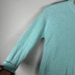 Talbots  Waffle Knit Crewneck Sweater Pullover XLPetite Aqua Cotton Merino Wool Photo 2