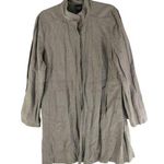 Eileen Fisher Womens Jacket Rumpled Cotton Steel Cinch Tie Waist Pockets Brown L Photo 0
