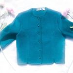 Carroll Reed 100% Wool Teal Button Down Cardigan Blue Size 8 Photo 2