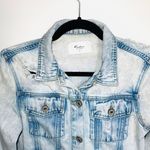 KanCan USA 100% Cotton Light Acid Wash Destructed Cropped Denim Jacket Photo 2