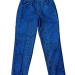 Vtg YES Size 9 25” Mom Jeans Blue Denim High Rise Tapered Leg Tribal Pattern USA Photo 0