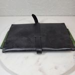 Vintage Daines Hathaway Wet Pack 10" Black Leather Green Interior Pockets Buckle Photo 2