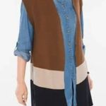 Chico's Chico’s Reversible Animal Print Colorblock Cardigan Sweater Vest Photo 2