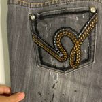 Charcoal Distressed Women's Cropped Jeans Black Size 14 Photo 7