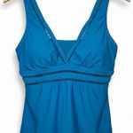Time & Tru Womens Aqua Tankini Swim Top L 12-14 Adjustable Removable Cups Beach Photo 0