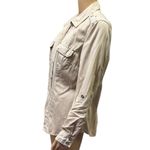 Sonoma Cotton  Khaki Metal Button Up Snap Pocket Button Tab Long Sleeve Shirt L Photo 2