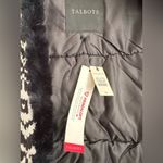 Talbots  Cable Knit Fair Isle Vest with Fur Trim Black/White NWT Size XS Photo 5