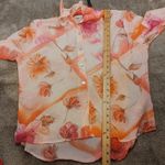 Dress Barn Size Medium M Sheer Floral Flower Pink Blouse Button Up Dressy Photo 3