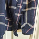 White House | Black Market WHBM Navy Plaid Button-Up Flannel Shirt Photo 1