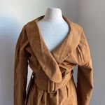 SheIn  Belted Dress Womens Sz XL Cognac Tan Faux Wrap Photo 1