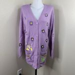 Disney  Princess Tangled Sz MD Pascal Lanterns Sweater Cardigan Button Purple Photo 1
