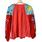 Savanna Jane Shirt Women Medium Pink Red Embroidered Puffy Balloon Floral Boho Photo 1