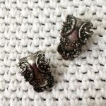 Vintage Foree Sterling Ornate Scroll Signed Clip On Luggage Tag Earrings Silver Photo 1