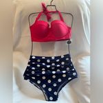 CHERRY CAT Womens Vintage Retro Polka High Waisted Underwire Bikini Swim 8 Photo 3