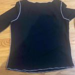 Paper Crane  Wide Neck White Trim Black Long Sleeve Top Photo 2