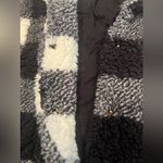 Knox Rose Black and White Plaid Sherpa Hoodie Photo 3