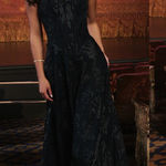 House Of CB  Esme midnight‎ blue lurex chiffon maxi dress NWOT size S Photo 0