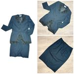 Vintage John Meyer of Norwich beaded beaded skirt suit jacket / blazer 12 wool Green Photo 1