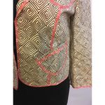 The Limited Womens  Brown Ivory Geometric Print Blazer with Pink Floral Trim XS Photo 3