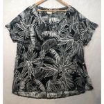 Christian Siriano Linen Shirt Black White Pineapple Floral Print Top Women's 3X Photo 0