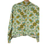 Haute Hippie  M long sleeve top paisley Satin Cropped Button Up Down Blouse Photo 3