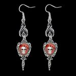 Gothic Silver Plated Skull Cross Bat Halloween Earrings Rose Arrow Through Heart Photo 2