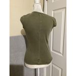 AG Adriano Goldschmied Shirt Womens Small Olive Deep V Neck Cap Sleeve Made USA Green Photo 3