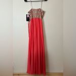 Vivi Ta orange coral beaded strapless chiffon fit and flare dress NEW 2 Photo 2