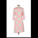 Tracy Negoshian Faux Wrap V Neck Dress Watercolor Swirl Patterned Photo 1