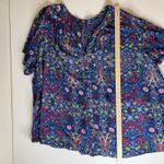 Roaman's Womens Paisley Button Front Top‎ Size 40W Colorful Vibrant Multicolor Blue Photo 7
